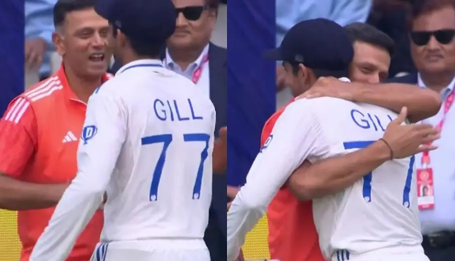 Rahul Dravid's Joyful Embrace of Shubman Gill's Heroics in the 4th IND vs ENG Test at Ranchi